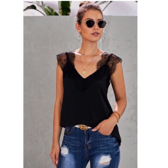 Black lace cami top - Picture 2 of 6